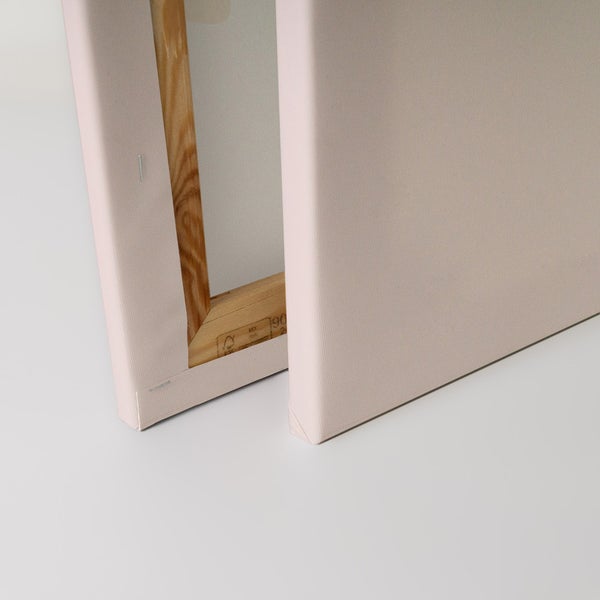 Detailansicht einer Keilrahmenleinwand mit Holzrahmen