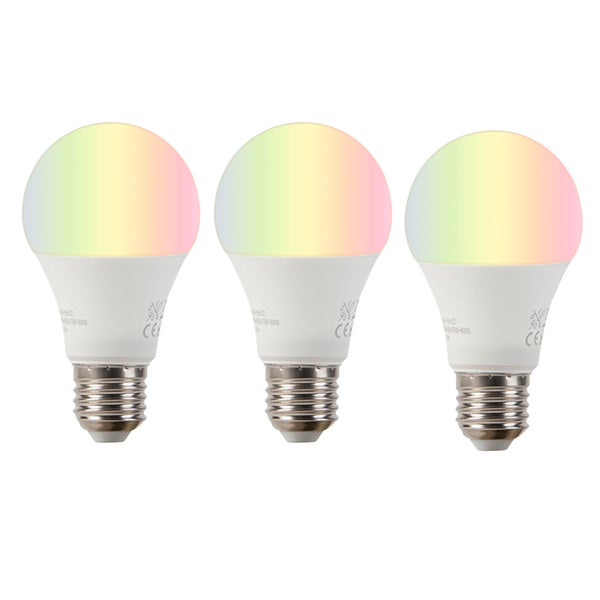 Intelligentes 3er-Set E27 RGBW LED-Lampe A60 9W 800 lm 2200-4000K