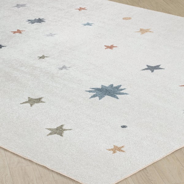 Maschinenwaschbarer Kinderteppich Sterne Mehrfarbig/Beige 160x213 cm STELLA