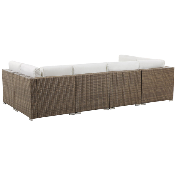 Garten Ecksofa mit Tisch 6-Sitzer BELVEDERE Polyrattan Weiß