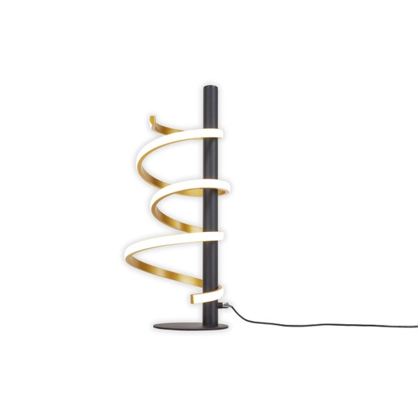 LED Tischleuchte BELLEZA, moderne Tischlampe aus Metall und Kunststoff in Schwarz, Gold und Weiß, mit fest verbauten LEDs, 50 cm hoch, Beleuchtung für Wohnzimmer, Esszimmer, Schlafzimmer oder Büro.