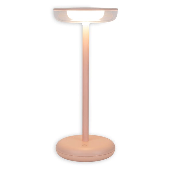 Akku-Tischleuchte PASI für Außen und Innen, aus Metall und Kunststoff in Rosa, dimmbar, mit Touch- und Memory-Funktion, ca. 26 cm hoch