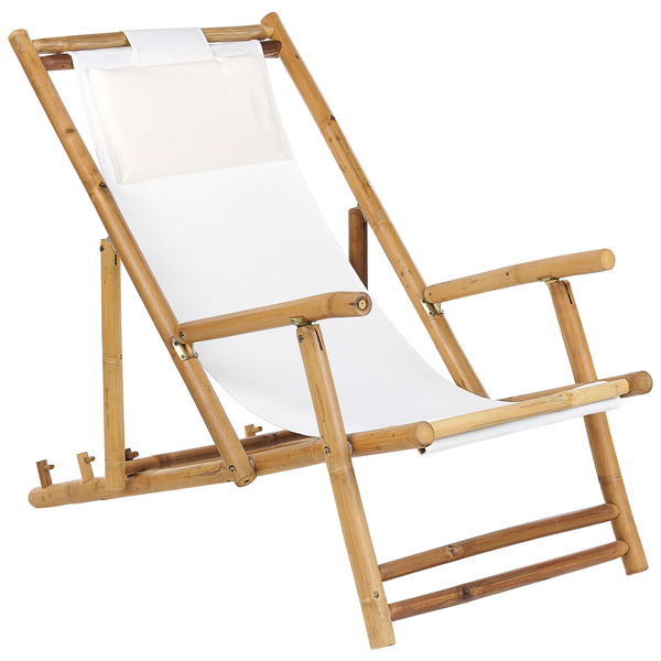 Set mit 2 klappbaren Liegestühlen ATRANI Bambusholz Hellbeige