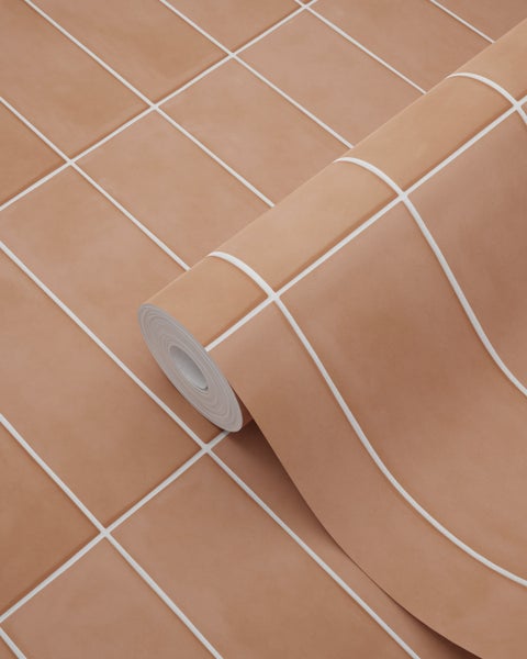 ESTAhome Tapete Fliesenmuster Terrakotta - 50 x 900 cm - 131538