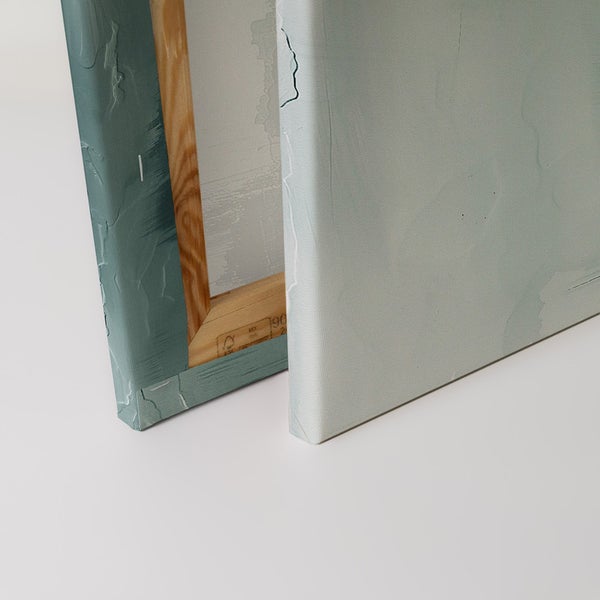 Nahaufnahme zweier Keilrahmenleinen mit Holzrahmen