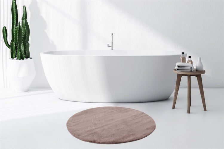 Kurzflor Teppich Oasisia Rosa 22 mm Uni Ø 100 cm