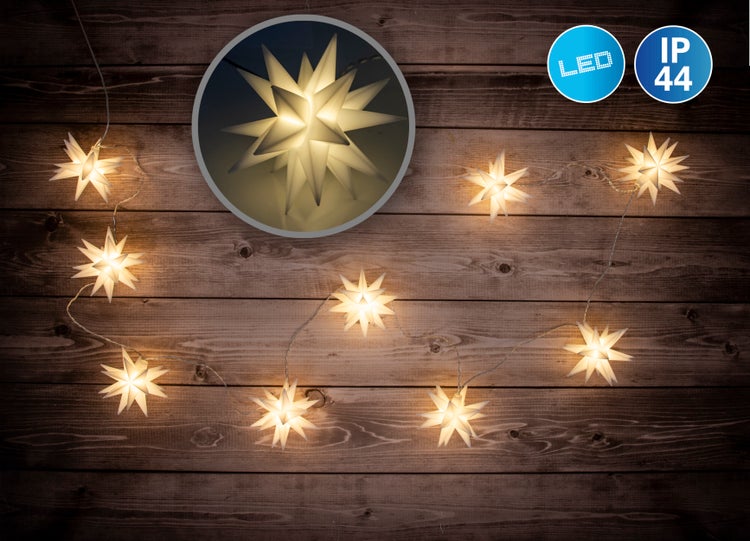 LED Lichterkette mit Sternen und Schutzart IP44