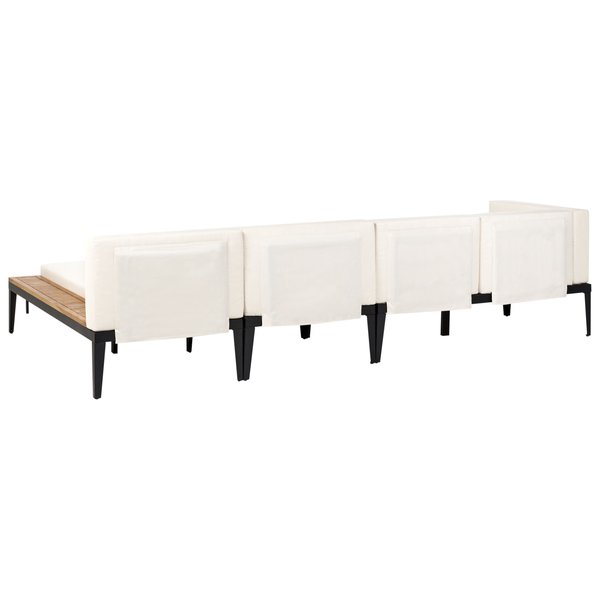 Garten Ecksofa mit Tisch 4-Sitzer BRACCIANO linksseitig zertifiziertes Akazienholz Hellbeige