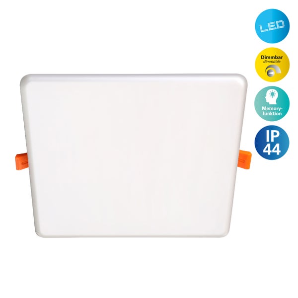 Quadratische LED Lampe, dimmbar mit Memory Funktion und IP44 Schutzart