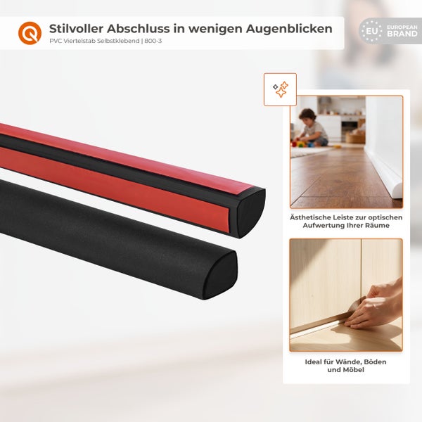 Selbstklebender PVC Viertelstab für Wand, Boden und Möbel