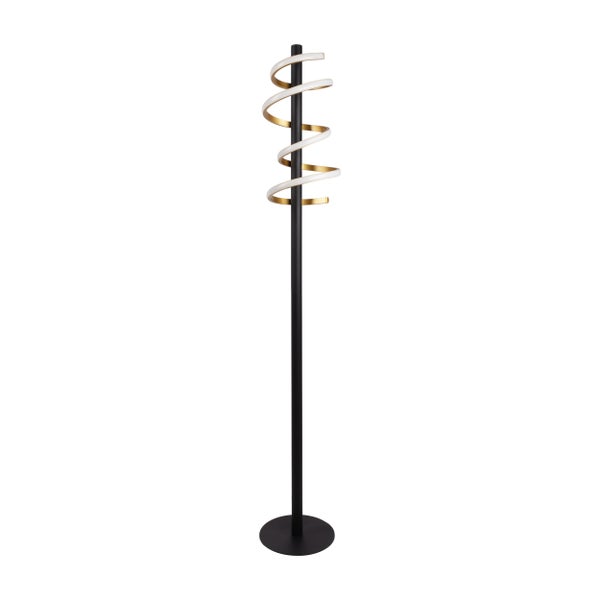 LED-Stehleuchte BELLEZA, moderne Stehlampe aus Metall und Kunststoff in Schwarz, Gold und Weiß, mit fest verbauten LEDs, 140 hoch, Beleuchtung für Wohnzimmer, Esszimmer, Schlafzimmer oder Büro.