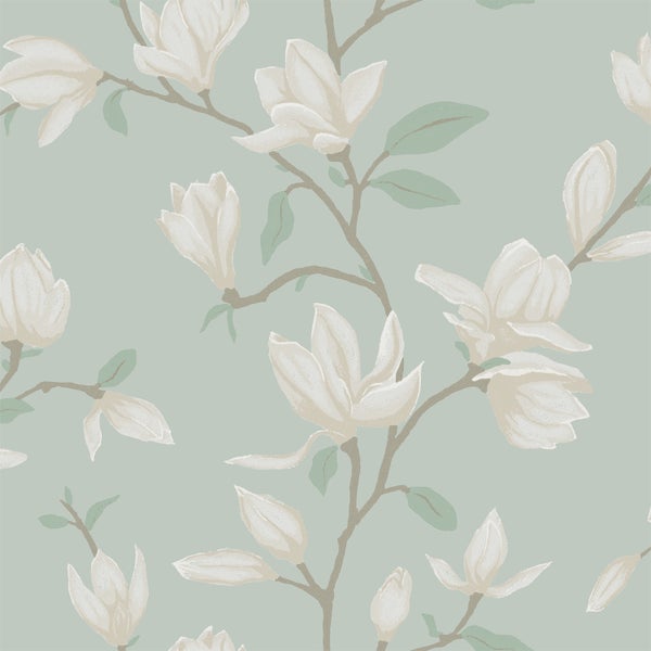 ESTAhome Tapete Magnolie Seladongrün - 53 cm x 10.05 m - 139405
