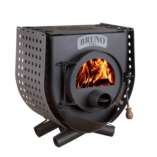 Bruno Pyrotechnik Holzofen mit brennendem Holz