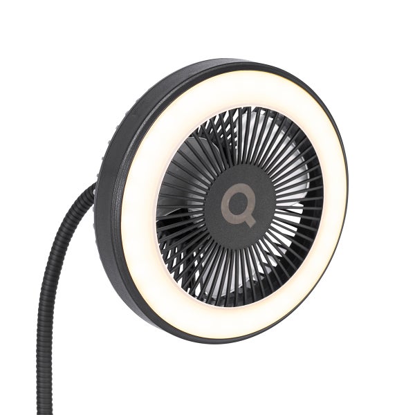 Bodenventilator schwarz inkl. LED dimmbar 2 Leuchten - Dores