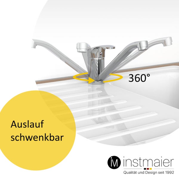 instmaier Küchenarmatur K1 | 360° schwenkbar | Wasserhahn Küche | Spültischarmatur Chrom | mit Zentralverschraubung