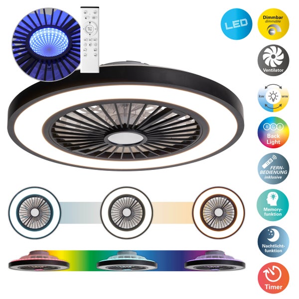 Deckenventilator mit LED-Beleuchtung und Fernbedienung
