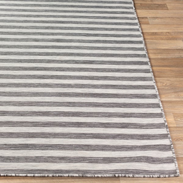 In-/Outdoor Gestreifter Teppich Grau/Elfenbein 130x180 cm ZAKI