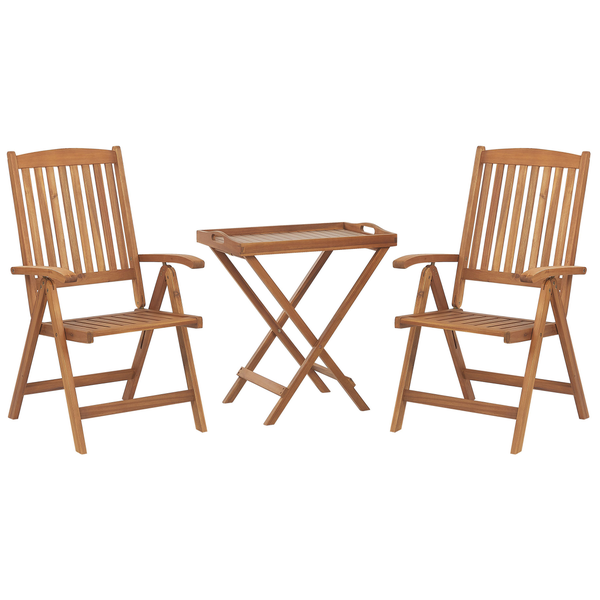 Bistro Set inkl. Kissen klappbar JAVA Akazienholz Blau