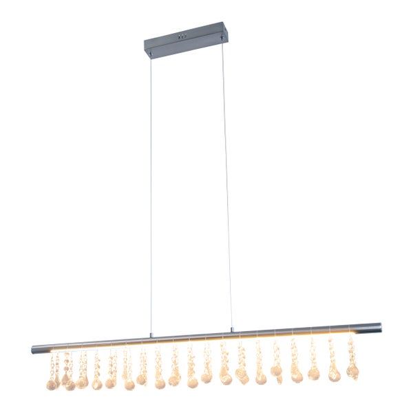 LED Pendelleuchte NOBILIS Länge ca. 100 cm, aus Metall und Kunststoff in satin-nickel, mit fest verbauten LEDs, Beleuchtung für Wohnzimmer, Esszimmer oder Büro