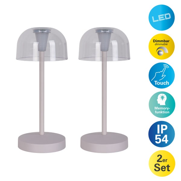 Zwei Tischleuchten mit LED, Dimmfunktion und Touchfunktion im Set