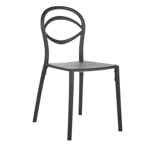 Stuhl aus Kunststoff mit Stahlbeinen