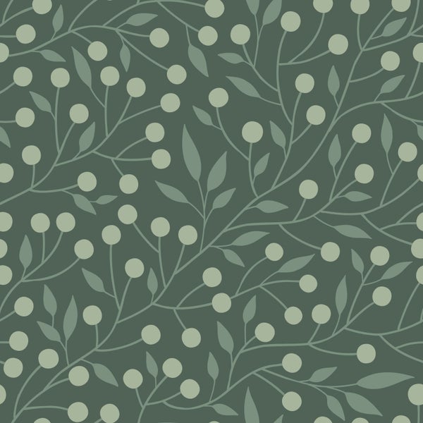 ESTAhome Tapete Blumenmuster Dunkelgrün - 50 x 900 cm - 139593
