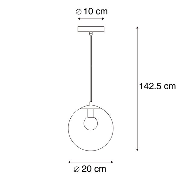 Moderne Hängelampe Schwarz mit grauem Glas 20cm - Pallon