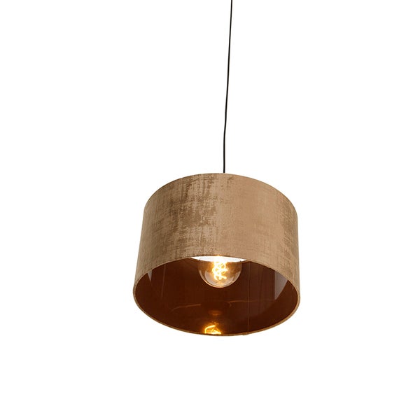 Moderne Hängelampe schwarz mit braunem Schirm 35 cm - Combi