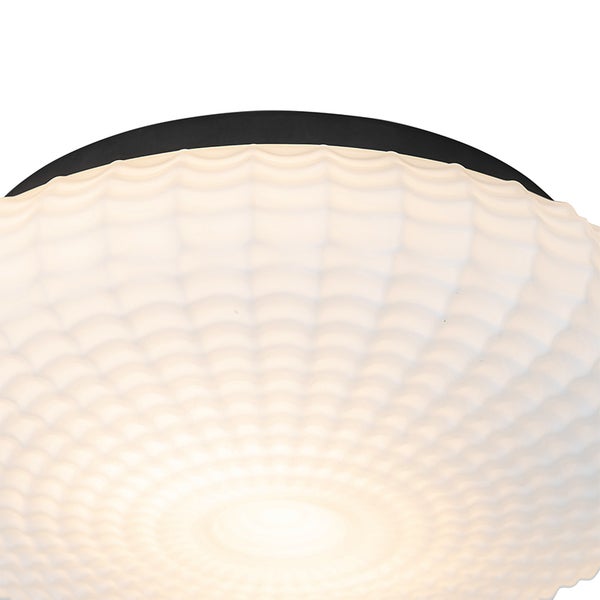 Klassische Deckenleuchte schwarz mit Opalglas 35 cm IP44 - Nohmi
