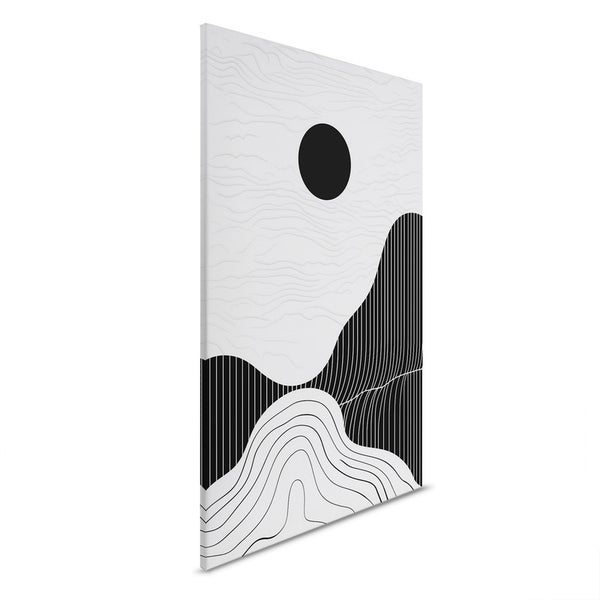 Dekorative Leinwand mit abstraktem Bergmotiv und Sonne
