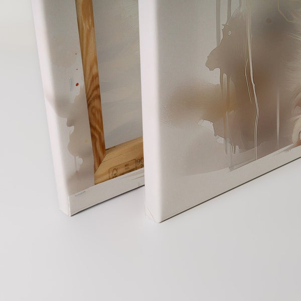 Zwei Leinwandbilder mit Keilrahmen aus Holz