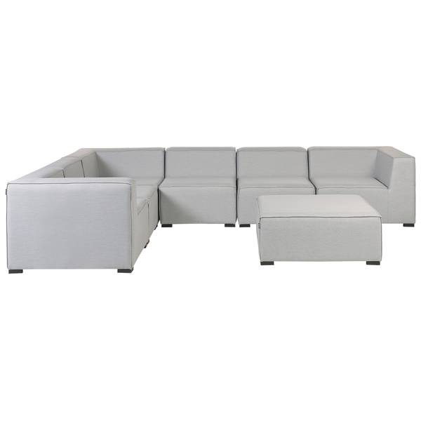 Garten Ecksofa mit Ottomane 7-Sitzer AREZZO linksseitig modular Hellgrau