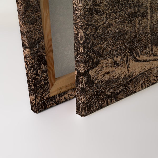 Wandbild auf Leinwand mit Holzkeilrahmen und Motivdruck einer Waldlandschaft im Detailansicht der Seitenkanten