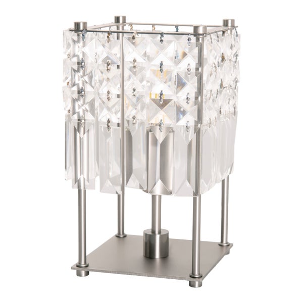 Tischleuchte mit Kristallglas und Metallsockel