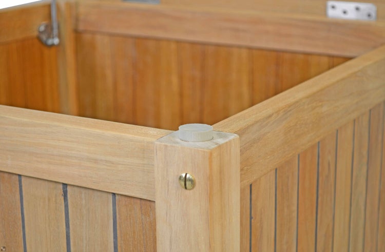 Teak Kissentruhe Gartentruhe für Auflagen und Polster 72 x 72 cm premium