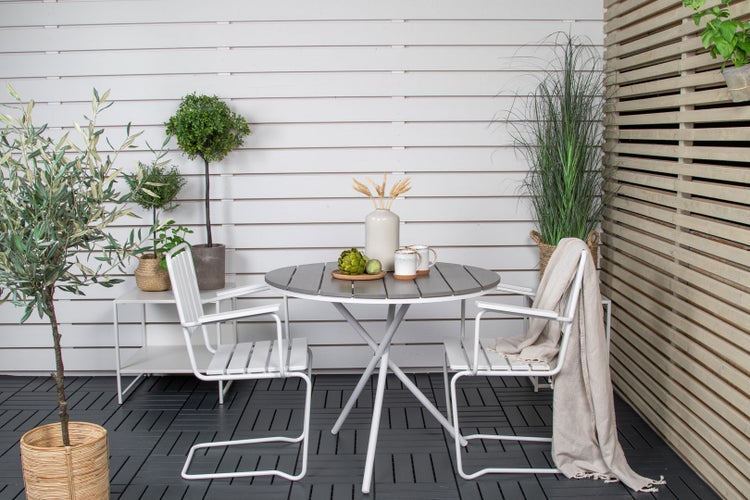 Parma Cafétisch Ø90cm grau-weiß. 90 X 90 X 74 cm
