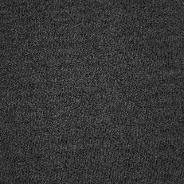 Teppichboden-Textur in Dunkelgrau mit feiner Schlingenstruktur.
