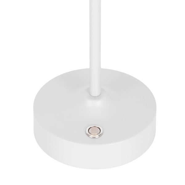 LED Akku-/ Tischleuchte PINA 30 cm hoch, aus Metall (weiß) und Glas (weiß), integrierte LEDs, warmweiß
