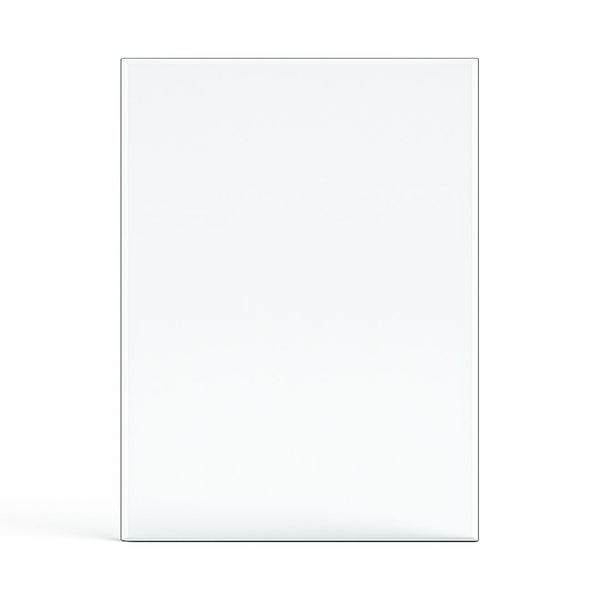Rechteckiger, rahmenloser Spiegel aus Glas mit Facettenschliff.