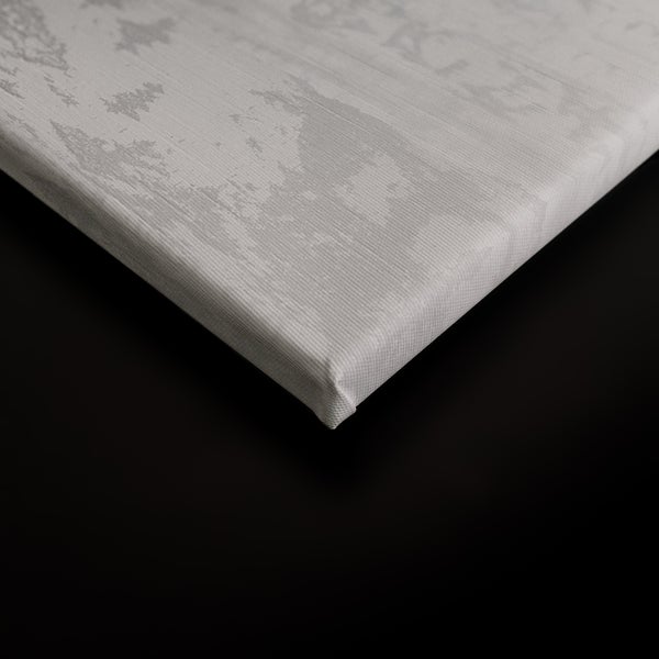 Ecke eines Leinwandbildes auf einem Keilrahmen mit einer texturierten Oberfläche