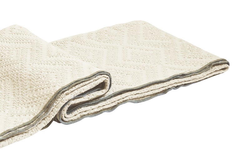 Decke Wohndecke Plaid 170 x 130 cm beige natur Piqué aus 100 % Baumwolle premium