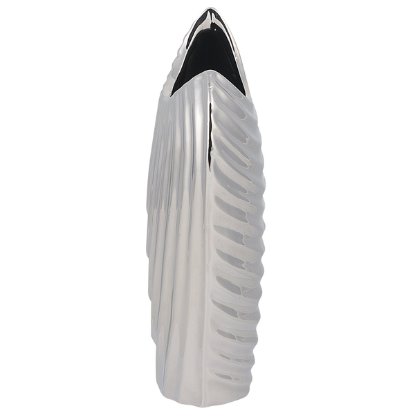 Dekovase ECETRA Steinzeug 26 cm Silber