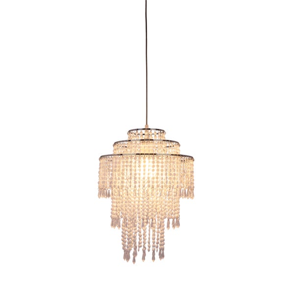 Hängelampe mit drei Ebenen und Perlenbesatz