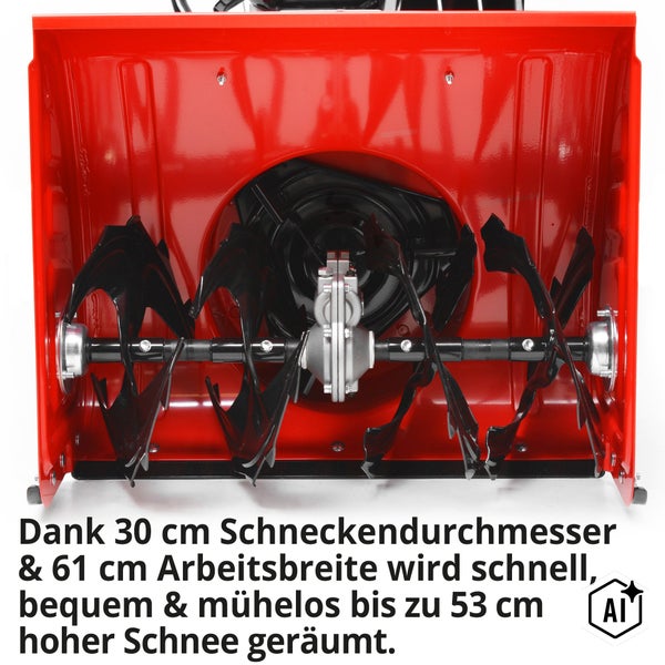 Schneefräse Einzugsbereich mit 61 Zentimeter Arbeitsbreite und 30 Zentimeter Schneckendurchmesser