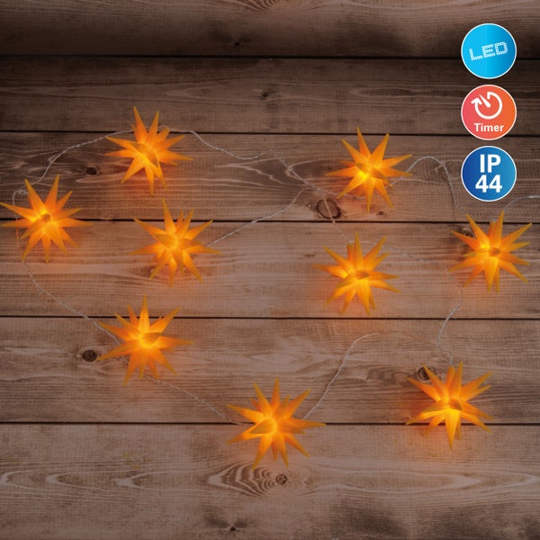 Lichterkette mit LED-Sternen, Timerfunktion und Schutzart IP44