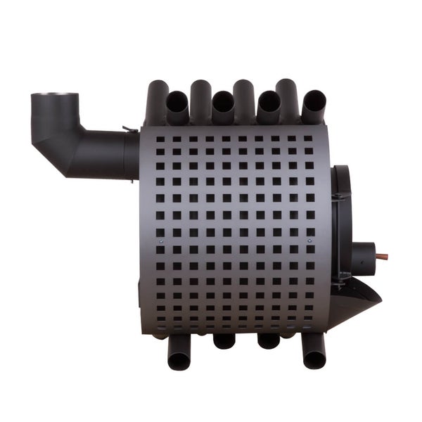 Holzofen mit quadratischen Ausschnitten