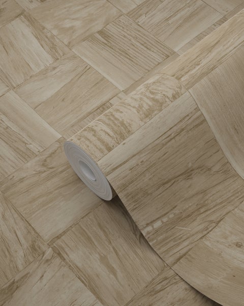 Origin Wallcoverings Tapete quadratische Holzstücke Beige - 50 x 900 cm - 347930