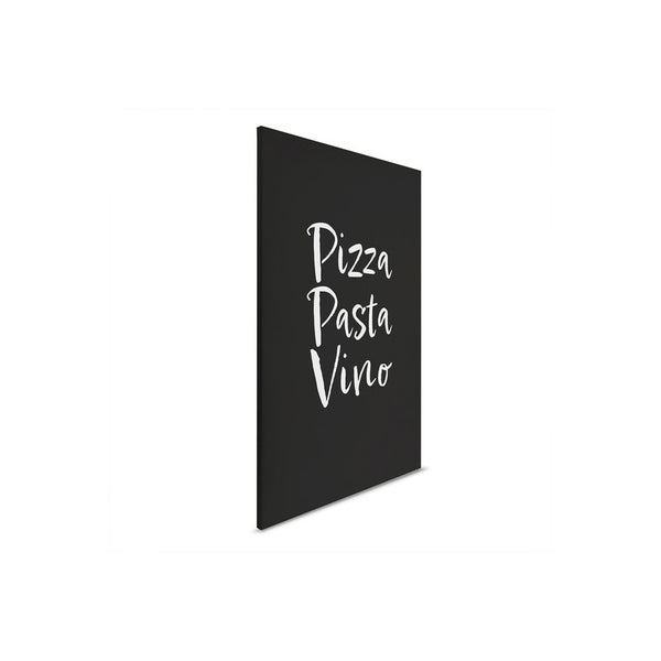 Dekorative Leinwand mit dem Schriftzug Pizza Pasta Vino für die Wandgestaltung
