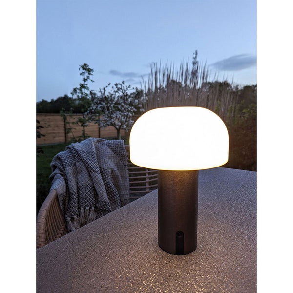 Soham Outdoor Lampe LED wiederaufladbar weiß, Kupfer Dekor. 15 X 15 X 22 cm