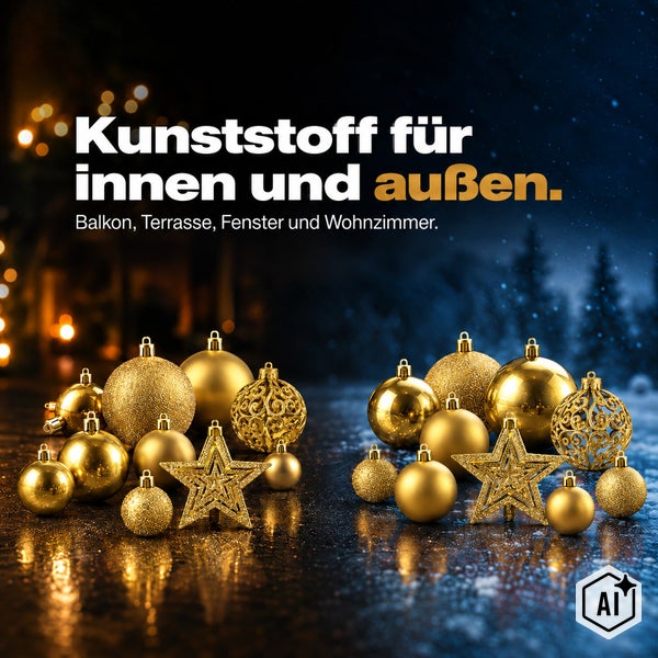 Weihnachtskugeln und Sterne aus Kunststoff für den Innen und Außenbereich geeignet für Balkon Terrasse Fenster und Wohnzimmer